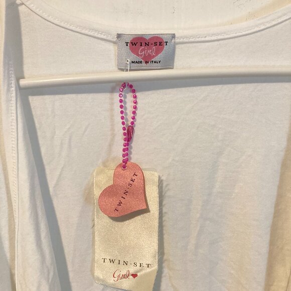 Twin Set GIRL juniors 16Y soft white stretchy viscose fancy cover crop cardigan - Picture 4 of 5